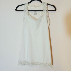 Mossimo White Lace Trimmed Tank Size M